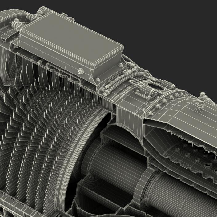 3D model Turbojet Engine Sectioned