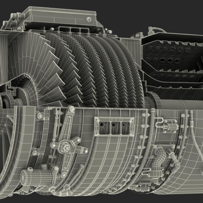 3D model Turbojet Engine Sectioned