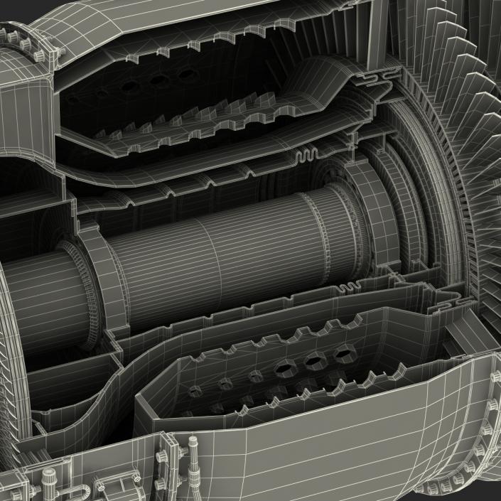 3D model Turbojet Engine Sectioned