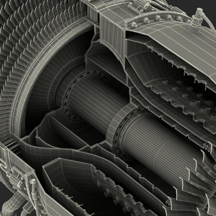 3D model Turbojet Engine Sectioned