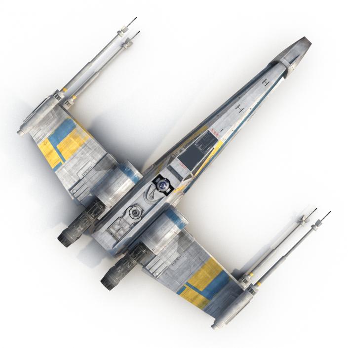 Star Wars X-Wing Starfighter and R2D2 Blue 3D