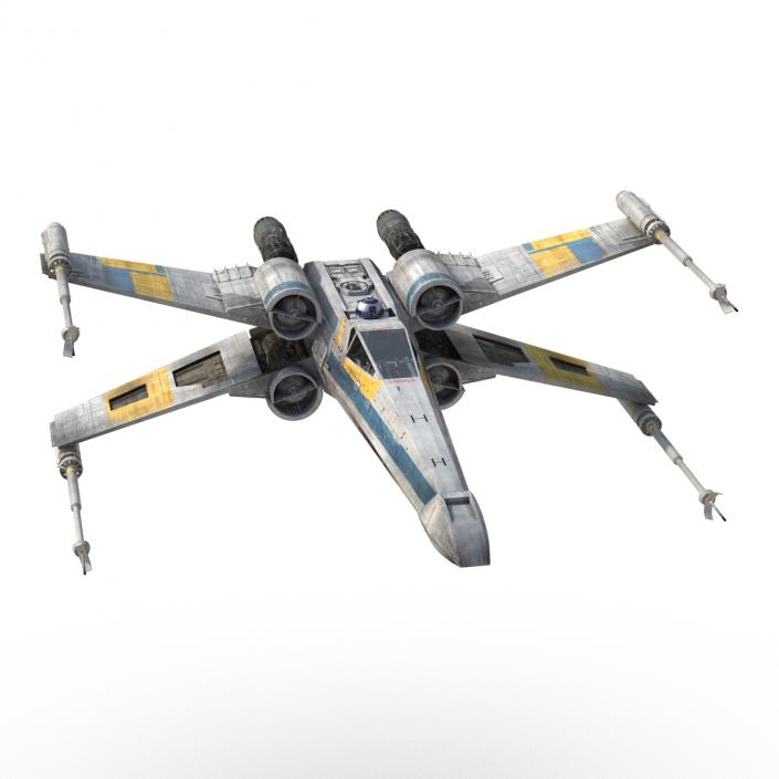 Star Wars X-Wing Starfighter and R2D2 Blue 3D