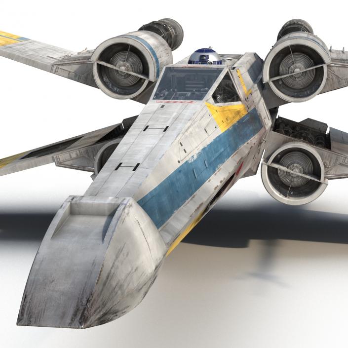 Star Wars X-Wing Starfighter and R2D2 Blue 3D