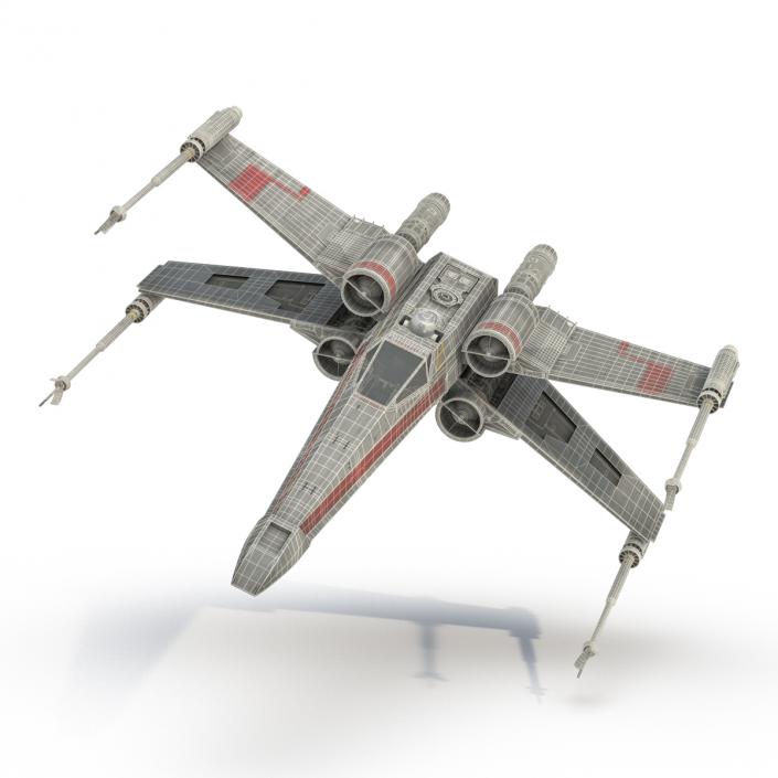 3D Star Wars X-Wing Starfighter and R2D2 Red