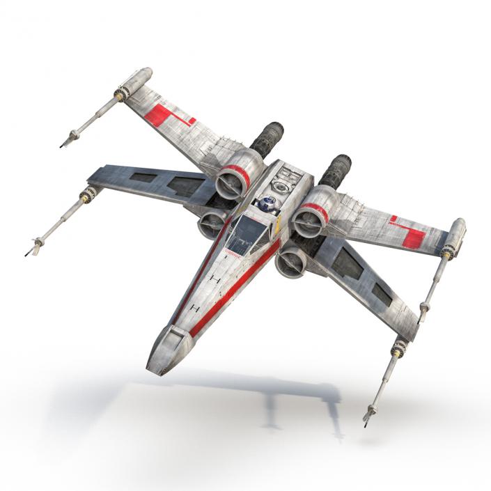 3D Star Wars X-Wing Starfighter and R2D2 Red