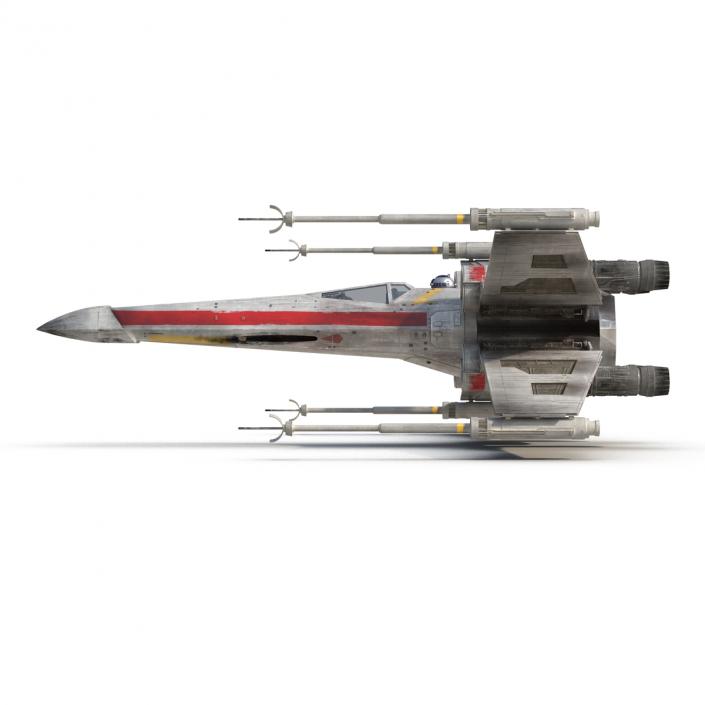 3D Star Wars X-Wing Starfighter and R2D2 Red