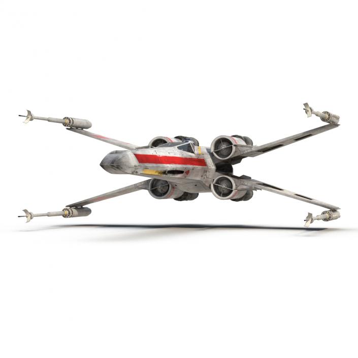 3D Star Wars X-Wing Starfighter and R2D2 Red