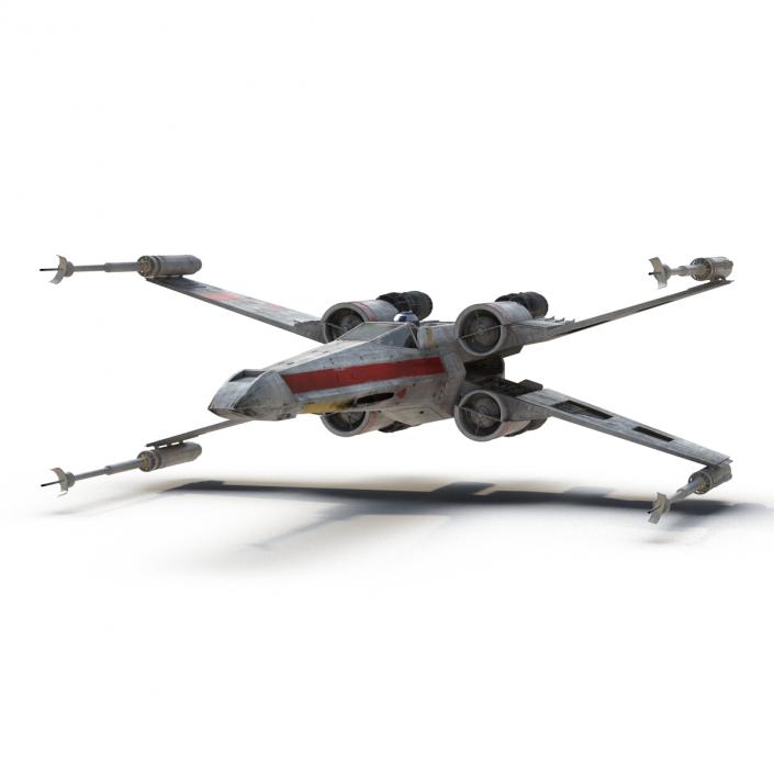 3D Star Wars X-Wing Starfighter and R2D2 Red