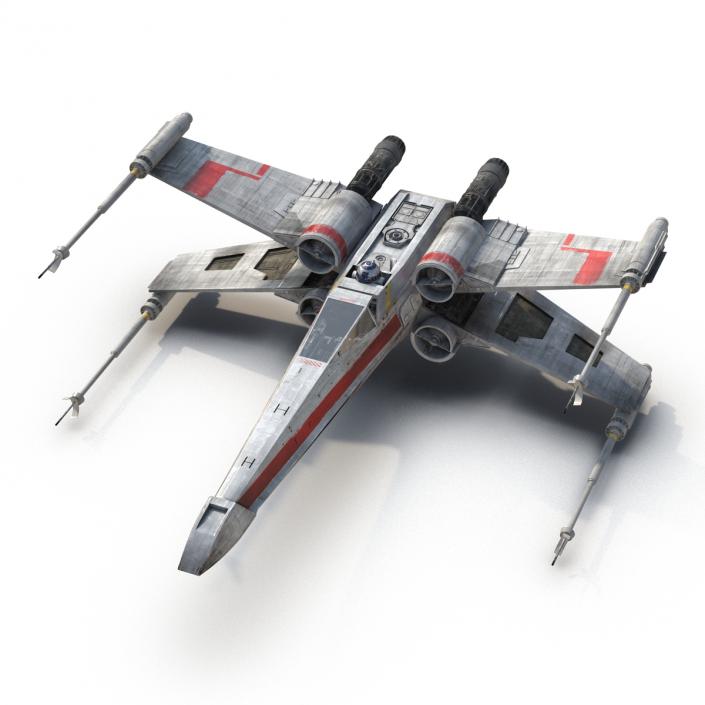 3D Star Wars X-Wing Starfighter and R2D2 Red