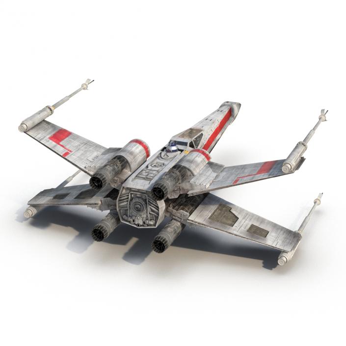 3D Star Wars X-Wing Starfighter and R2D2 Red