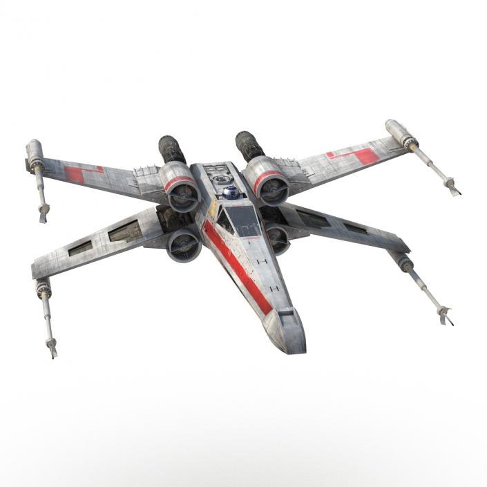 3D Star Wars X-Wing Starfighter and R2D2 Red