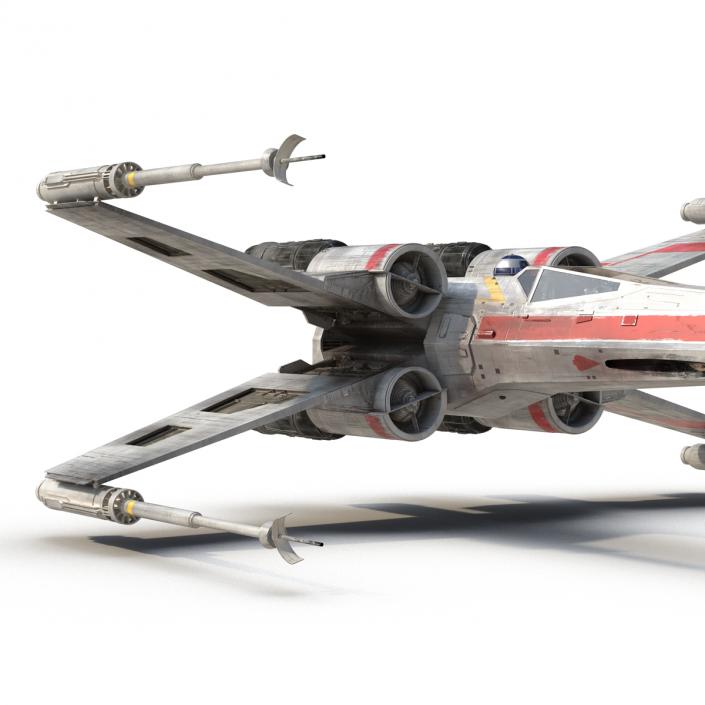 3D Star Wars X-Wing Starfighter and R2D2 Red