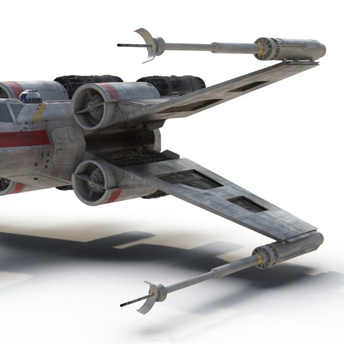 3D Star Wars X-Wing Starfighter and R2D2 Red