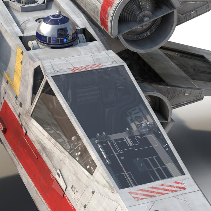 3D Star Wars X-Wing Starfighter and R2D2 Red