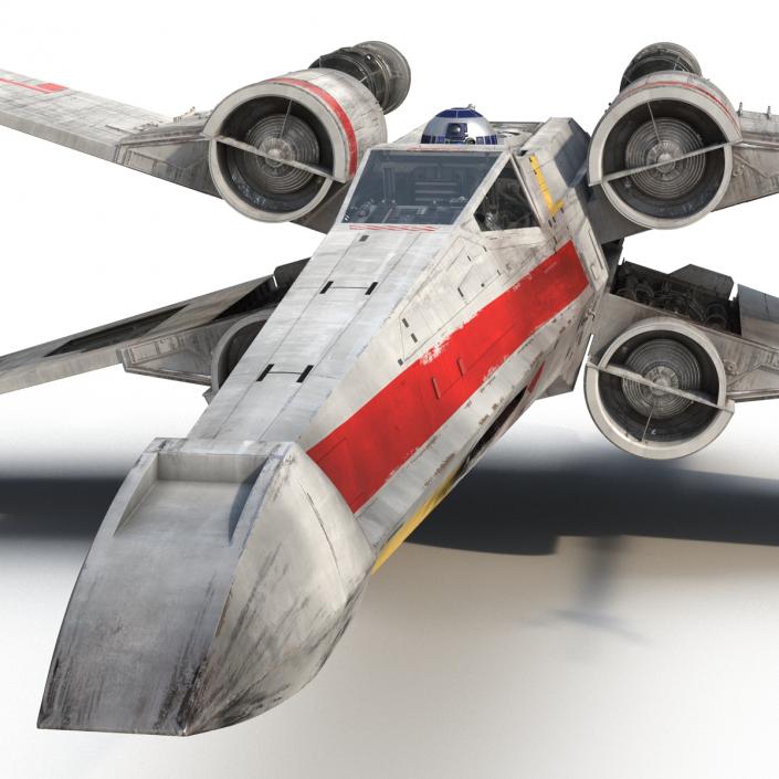 3D Star Wars X-Wing Starfighter and R2D2 Red