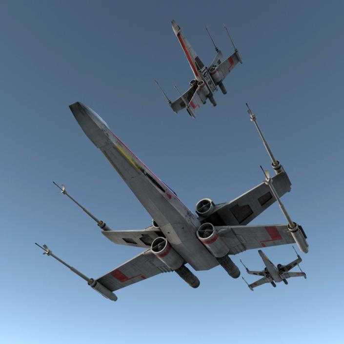 3D Star Wars X-Wing Starfighter and R2D2 Red