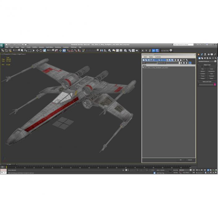 3D Star Wars X-Wing Starfighter and R2D2 Red