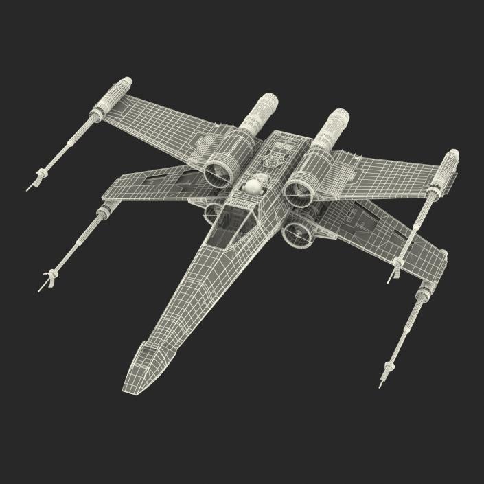 3D Star Wars X-Wing Starfighter and R2D2 Red