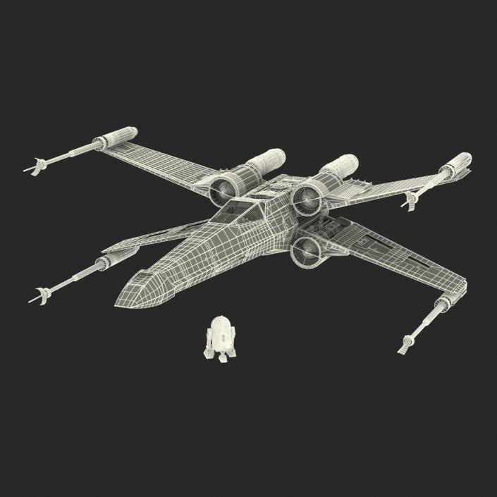 3D Star Wars X-Wing Starfighter and R2D2 Red