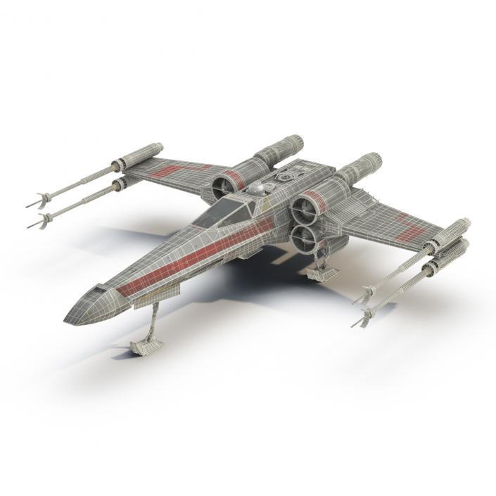 3D Star Wars X-Wing Starfighter and R2D2 Red 2 model