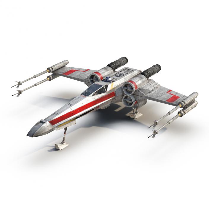 3D Star Wars X-Wing Starfighter and R2D2 Red 2 model