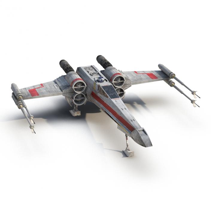 3D Star Wars X-Wing Starfighter and R2D2 Red 2 model