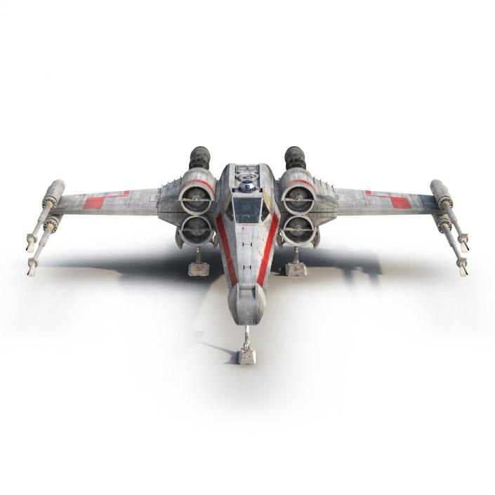 3D Star Wars X-Wing Starfighter and R2D2 Red 2 model