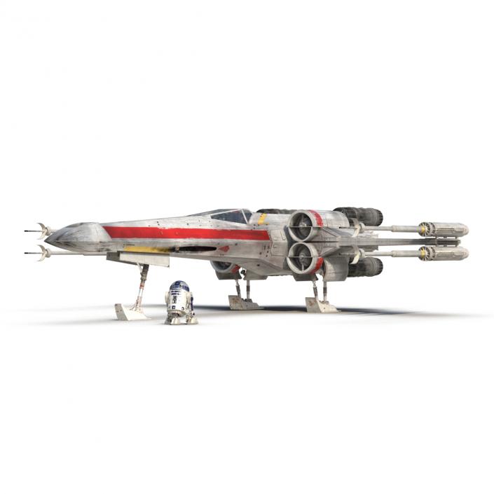 3D Star Wars X-Wing Starfighter and R2D2 Red 2 model