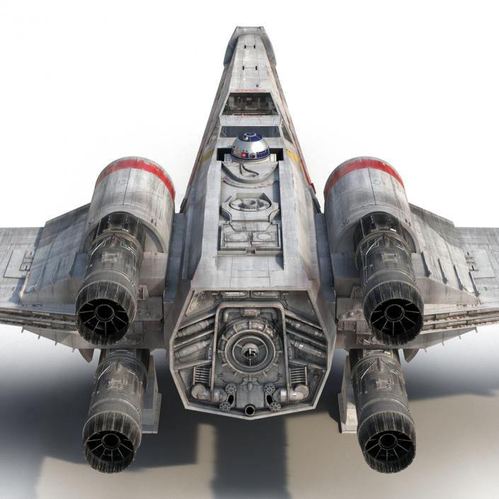 3D Star Wars X-Wing Starfighter and R2D2 Red 2 model