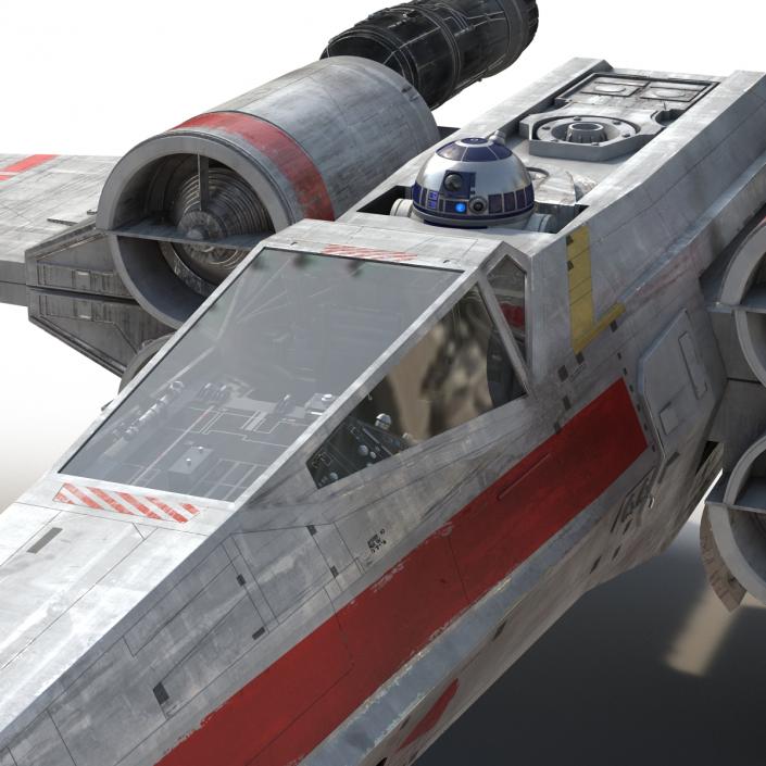 3D Star Wars X-Wing Starfighter and R2D2 Red 2 model