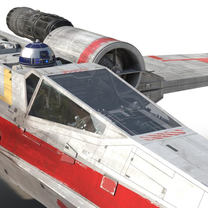 3D Star Wars X-Wing Starfighter and R2D2 Red 2 model