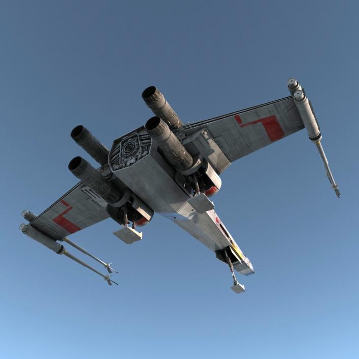 3D Star Wars X-Wing Starfighter and R2D2 Red 2 model