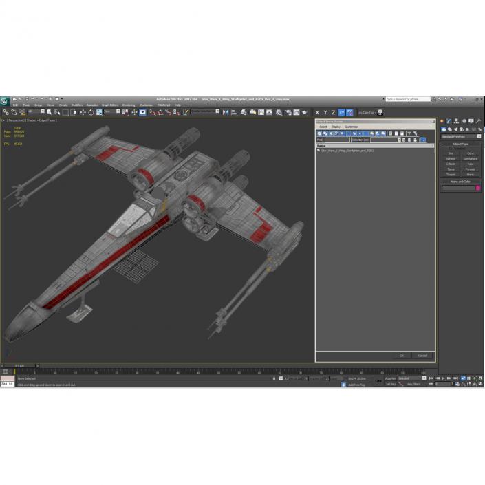 3D Star Wars X-Wing Starfighter and R2D2 Red 2 model