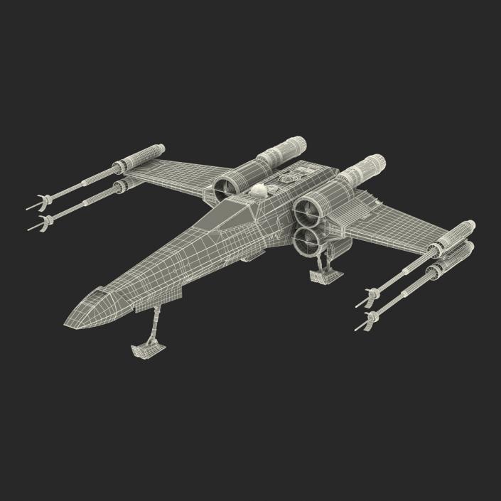 3D Star Wars X-Wing Starfighter and R2D2 Red 2 model