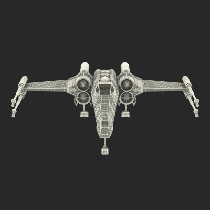 3D Star Wars X-Wing Starfighter and R2D2 Red 2 model