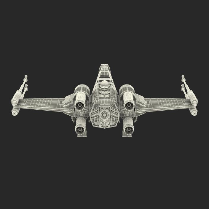 3D Star Wars X-Wing Starfighter and R2D2 Red 2 model