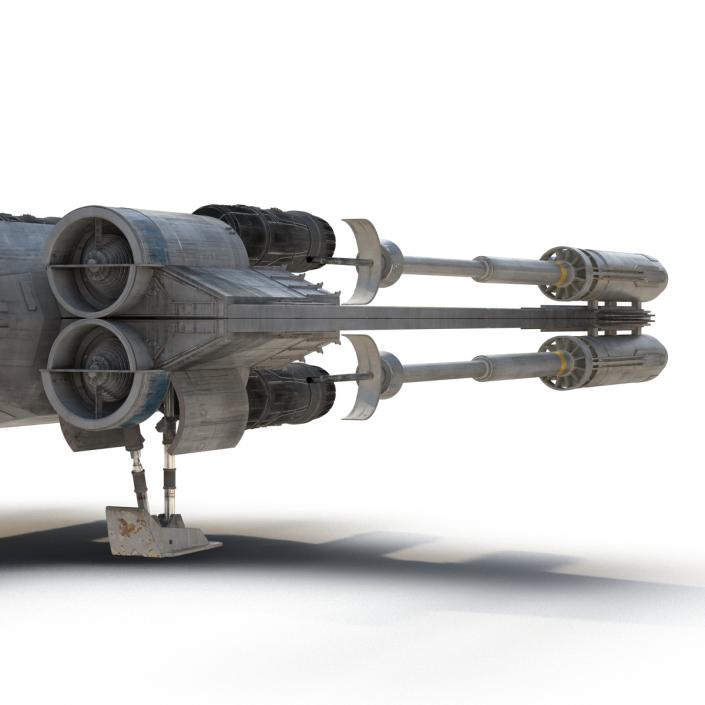 Star Wars X-Wing Starfighter and R2D2 Rigged Blue 3D model