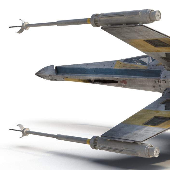 Star Wars X-Wing Starfighter and R2D2 Rigged Blue 3D model