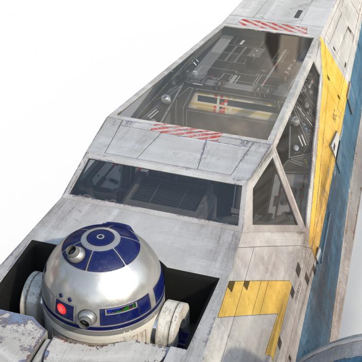 Star Wars X-Wing Starfighter and R2D2 Rigged Blue 3D model