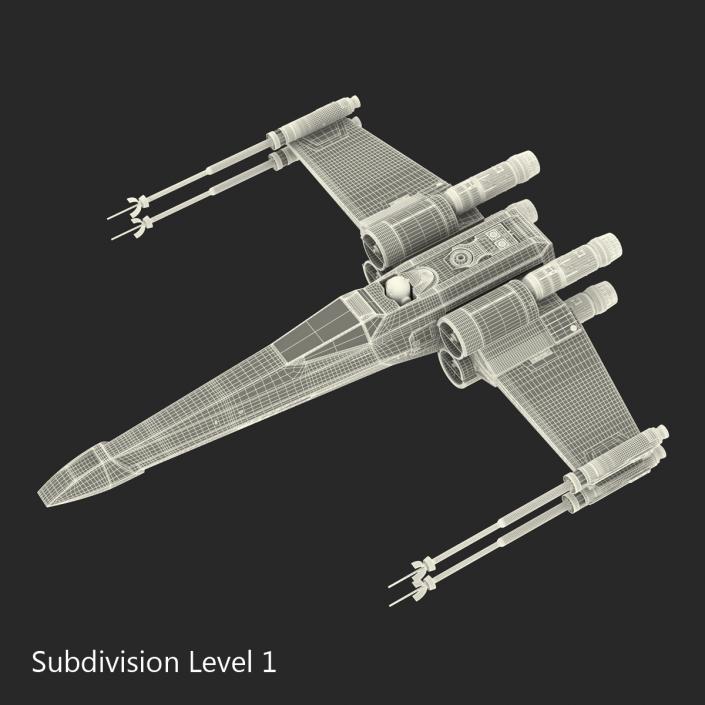 Star Wars X-Wing Starfighter and R2D2 Rigged Blue 3D model