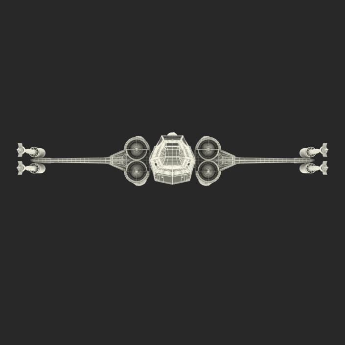 Star Wars X-Wing Starfighter and R2D2 Rigged Blue 3D model