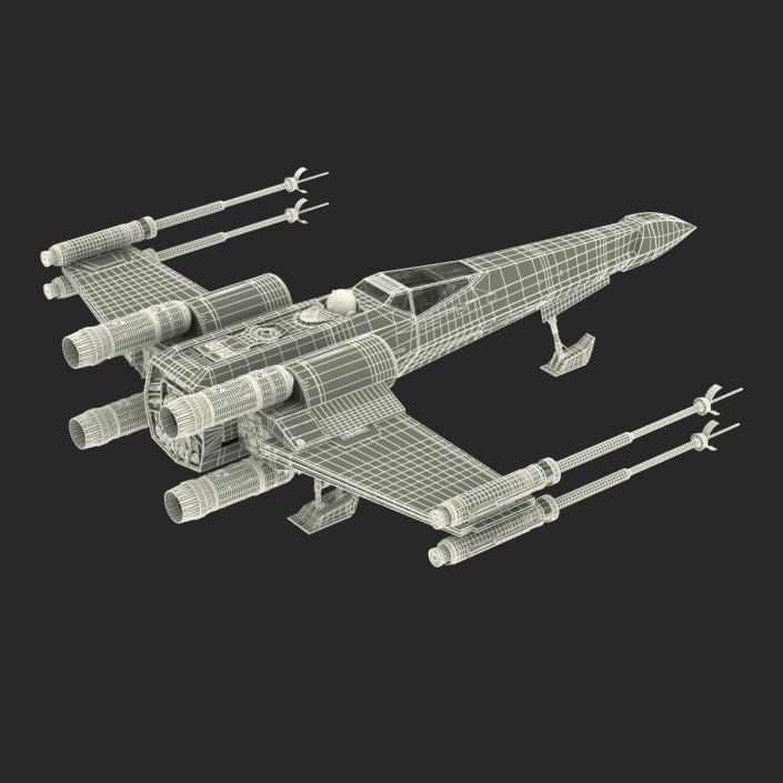 Star Wars X-Wing Starfighter and R2D2 Rigged Blue 3D model