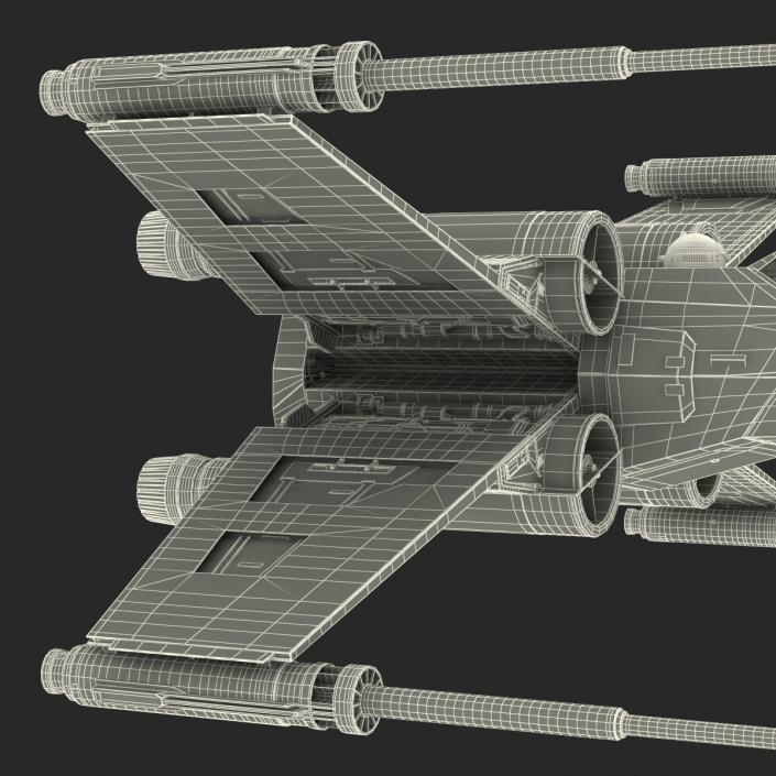 Star Wars X-Wing Starfighter and R2D2 Rigged Blue 3D model