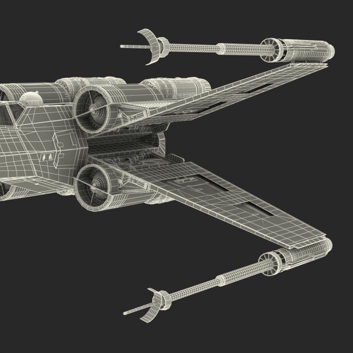 Star Wars X-Wing Starfighter and R2D2 Rigged Blue 3D model