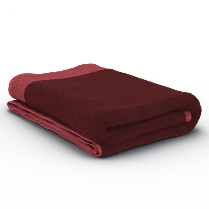 3D Towel Red with Fur model