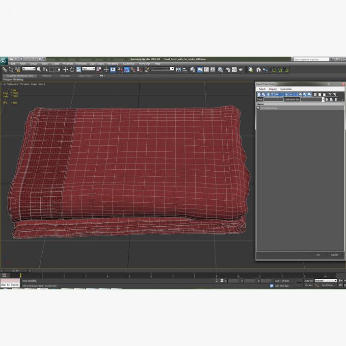 3D Towel Red with Fur model