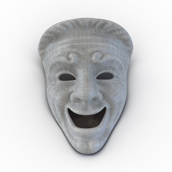 Theatre Comedy Mask White Marble 3D