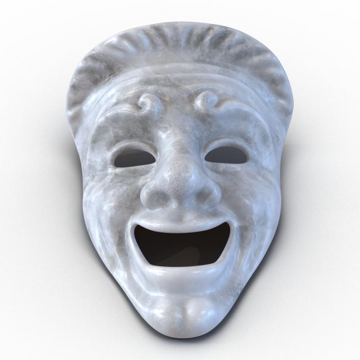 Theatre Comedy Mask White Marble 3D