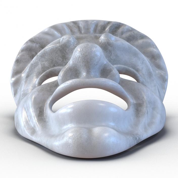 Theatre Comedy Mask White Marble 3D