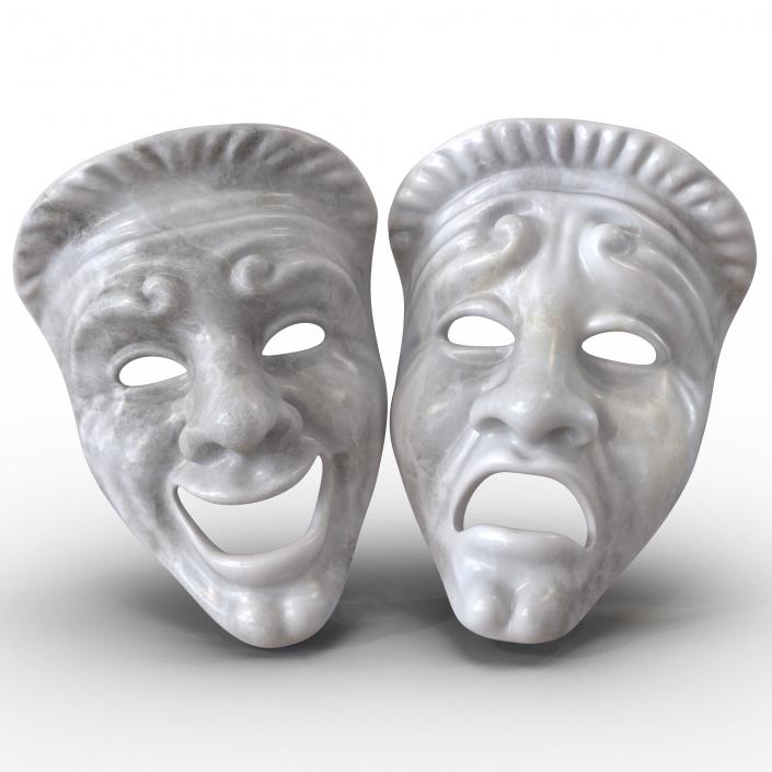 3D model Theatre Masks Set White Marble